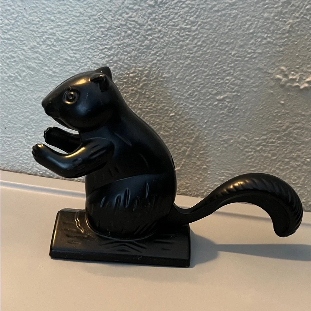 Squirrel Figurine nut cracker in black medal kitschy decor